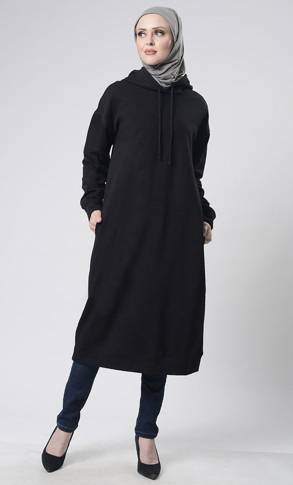 Winter Fleece Everyday Long Hoodie With Pockets - EastEssence.com