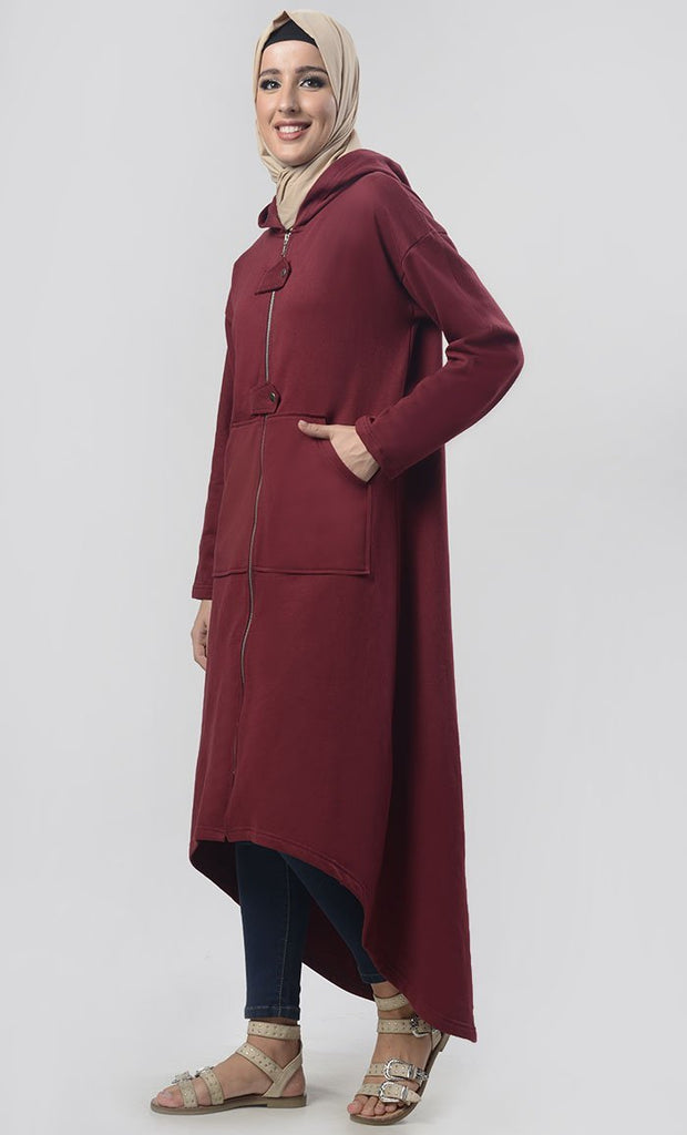 Winter Fleece Modest Length Zipper Jacket - EastEssence.com