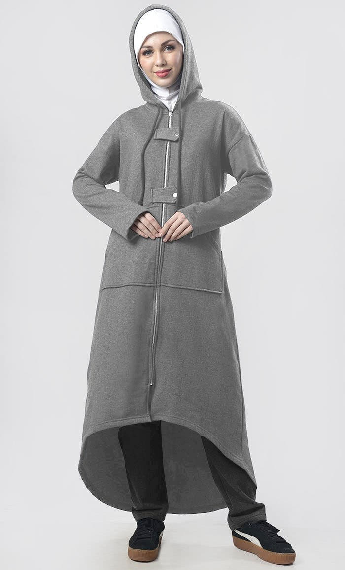 Veste d'hiver zippée en polaire de longueur modeste