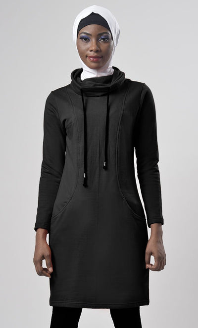 Winter Fleece Rolled Up Collar Hoodie - EastEssence.com