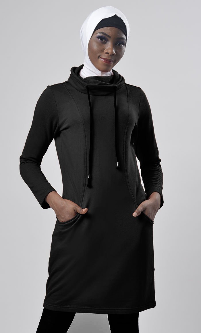 Winter Fleece Rolled Up Collar Hoodie - EastEssence.com