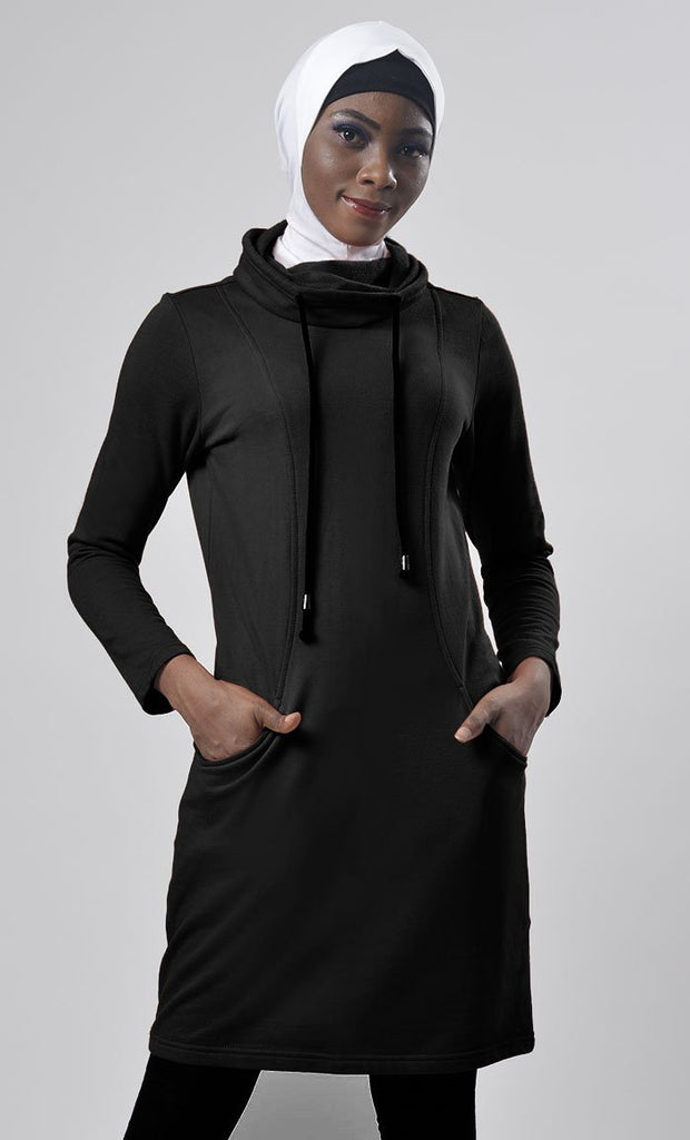 Winter Fleece Rolled Up Collar Hoodie - EastEssence.com