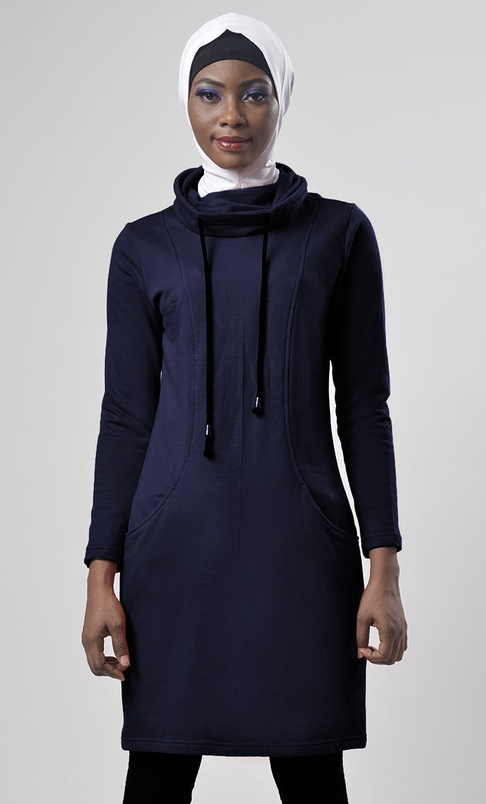 Winter Fleece Rolled Up Collar Hoodie - EastEssence.com