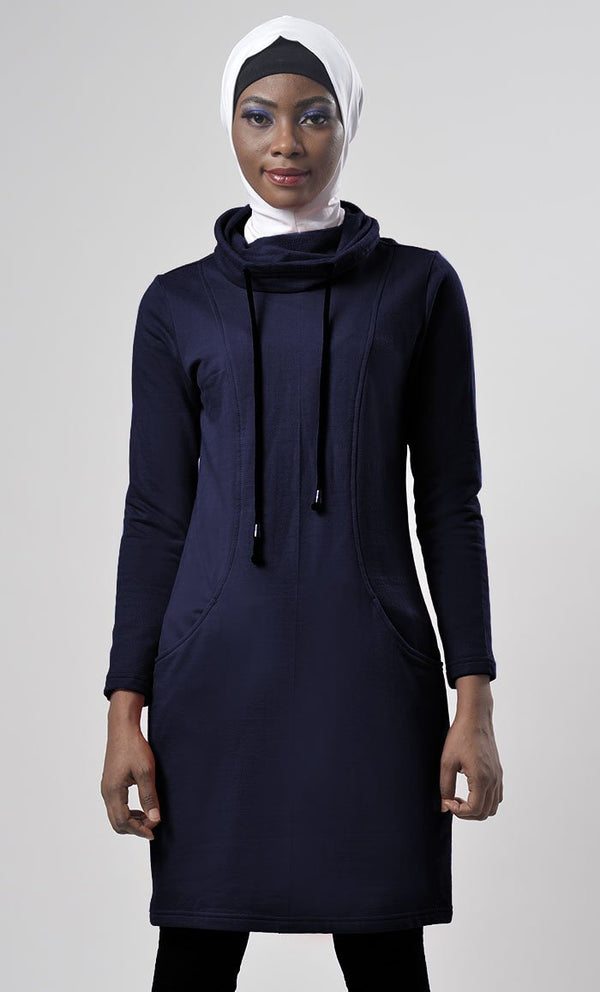 Winter Fleece Rolled Up Collar Hoodie - EastEssence.com