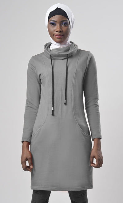 Winter Fleece Rolled Up Collar Hoodie - EastEssence.com