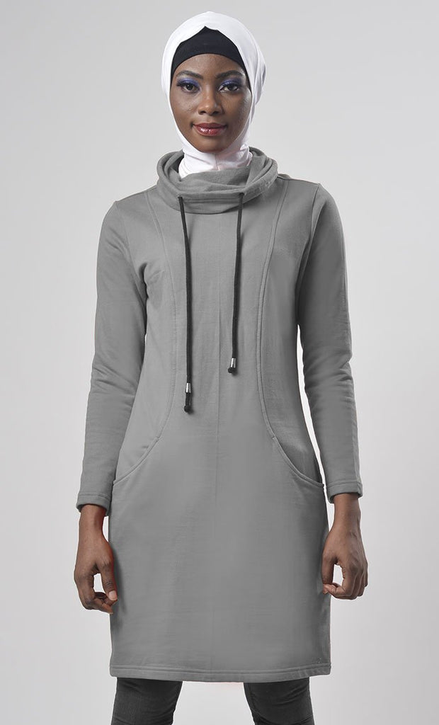 Winter Fleece Rolled Up Collar Hoodie - EastEssence.com