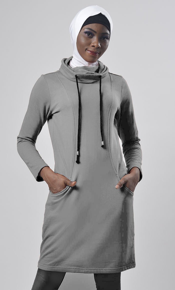 Winter Fleece Rolled Up Collar Hoodie - EastEssence.com