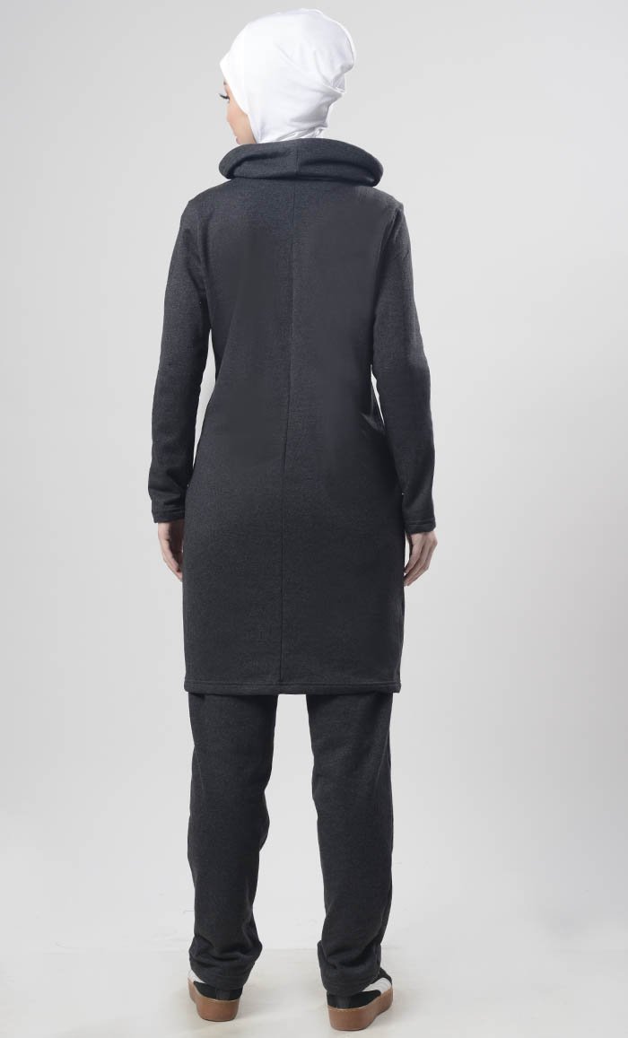 Winter Fleece Rolled Up Collar Hoodie - EastEssence.com