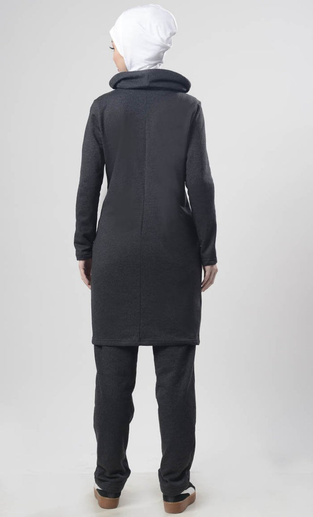 Winter Fleece Rolled Up Collar Hoodie - EastEssence.com