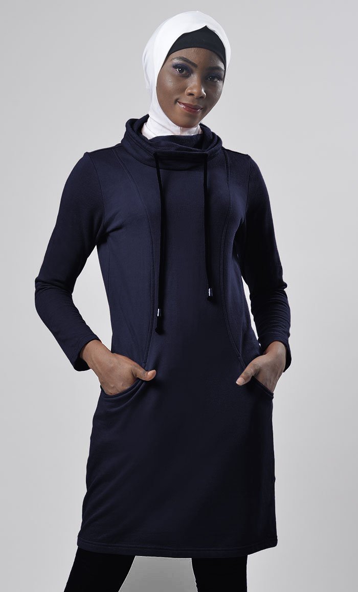 Winter Fleece Rolled Up Collar Hoodie - EastEssence.com