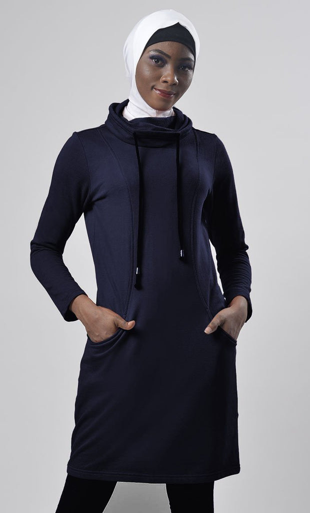 Winter Fleece Rolled Up Collar Hoodie - EastEssence.com