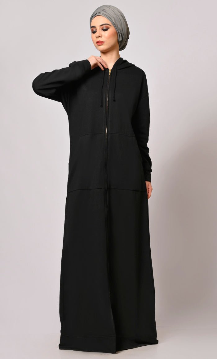 Black Fleece Hooded Abaya