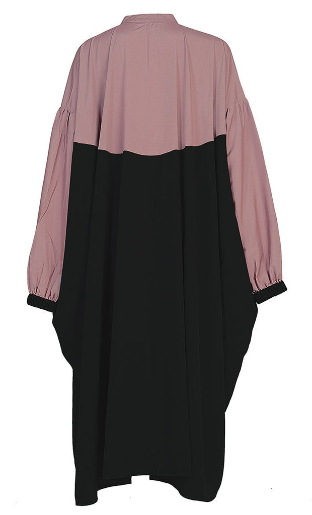 Women's Basic Black And Rose Dust Contrasted Kaftan Style Tunic - EastEssence.com