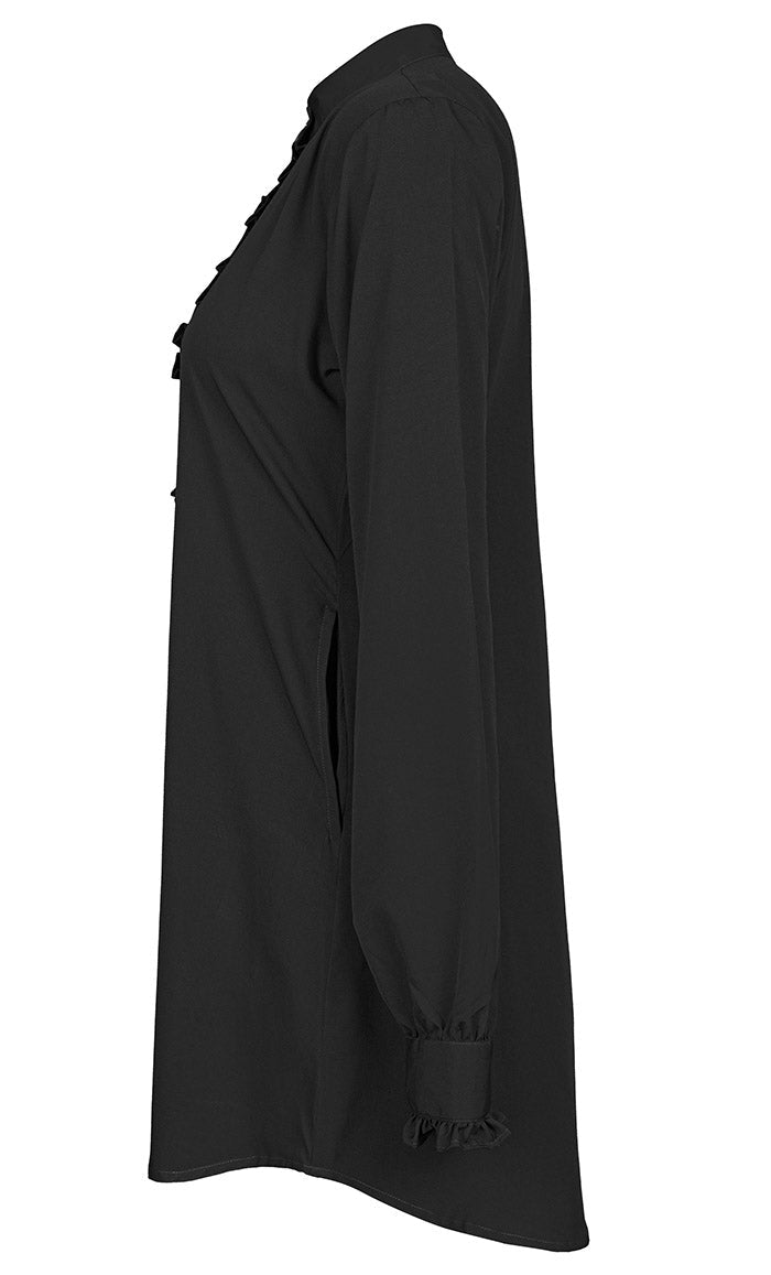 Women's Basic Black Button Down Tunic