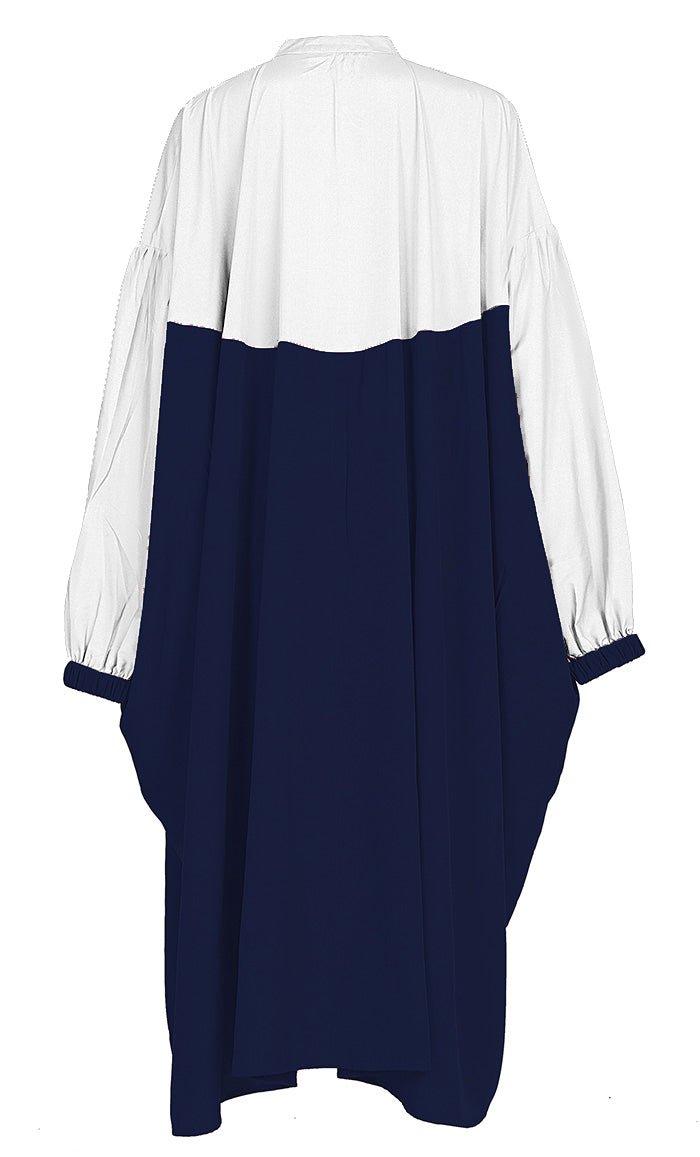 Women's Basic Navy Contrasted Kaftan Style Tunic - EastEssence.com