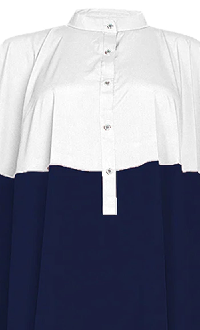 Women's Basic Navy Contrasted Kaftan Style Tunic - EastEssence.com