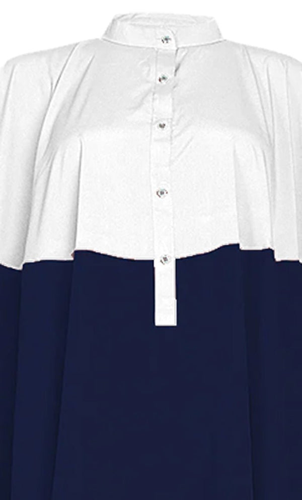 Women's Basic Navy Contrasted Kaftan Style Tunic - EastEssence.com