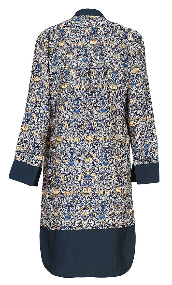 Women's Basic Navy Lotus Printed Tunic - EastEssence.com