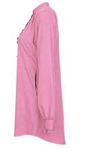 Women's Basic Pink Button Down Tunic - EastEssence.com