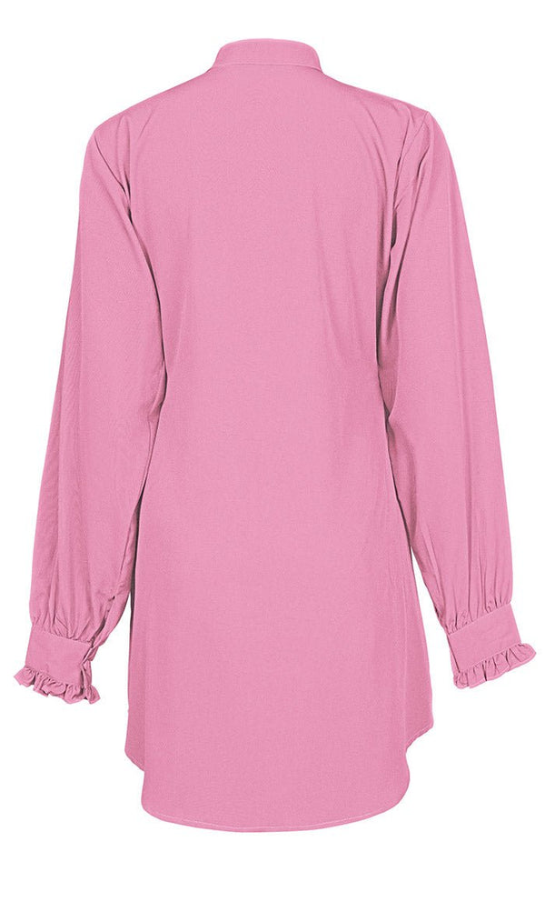 Women's Basic Pink Button Down Tunic - EastEssence.com