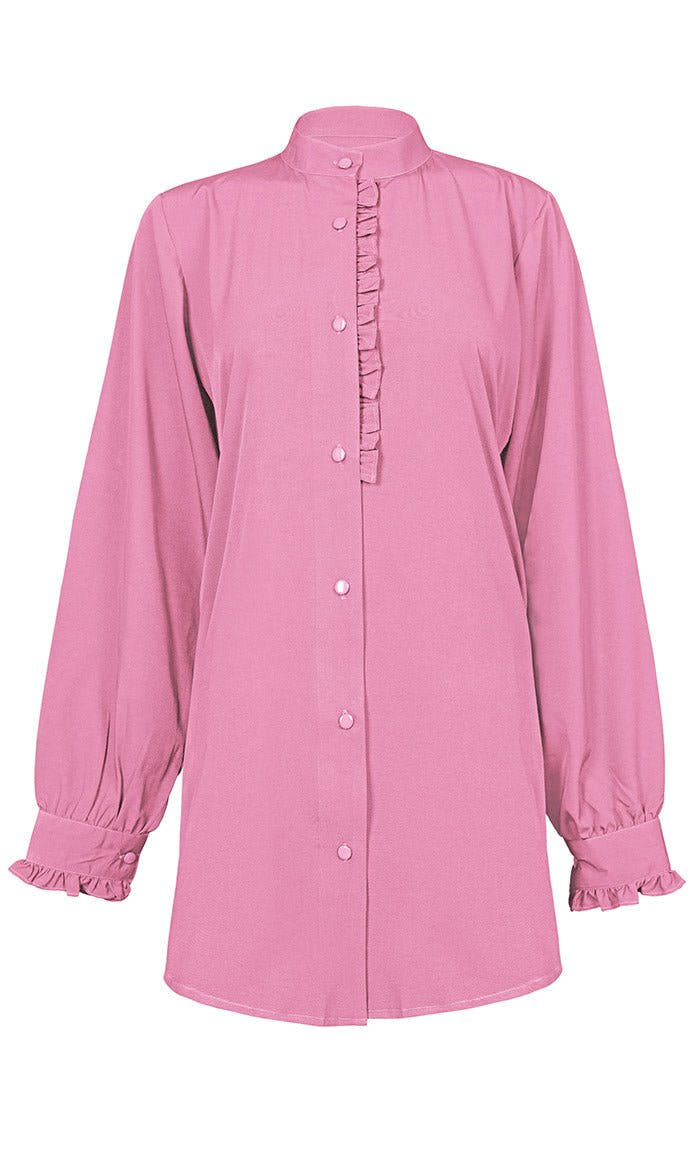 Tunique boutonnée basique rose pour femme