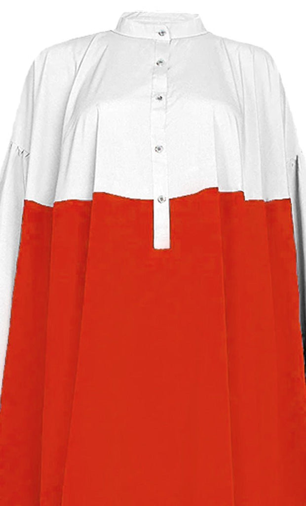 Women's Basic Red Contrasted Kaftan Style Tunic - EastEssence.com