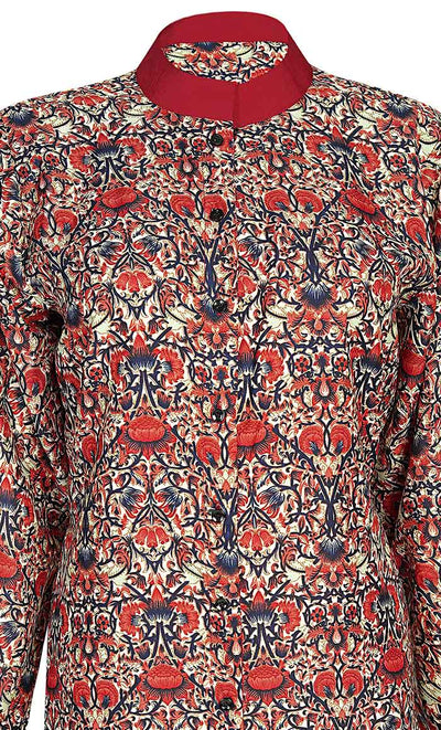 Women's Basic Red Lotus Printed Tunic - EastEssence.com