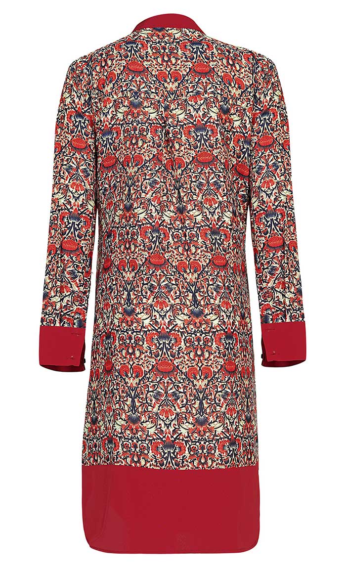 Women's Basic Red Lotus Printed Tunic - EastEssence.com