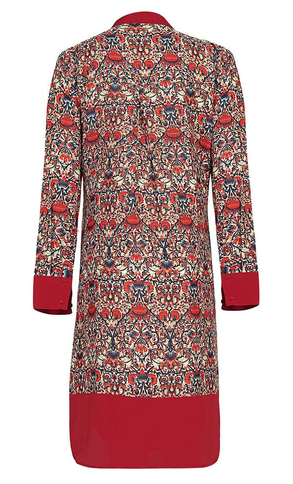 Women's Basic Red Lotus Printed Tunic - EastEssence.com