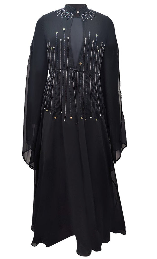 Women's Beautiful Black Sequince Detailing Abaya - EastEssence.com