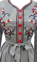Women's Beautiful Embroidered Chambray Abaya