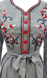 Women's Beautiful Embroidered Chambray Abaya