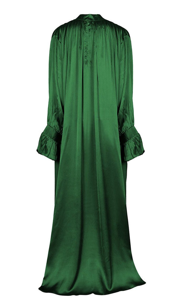 Women's Beautiful Green Satin Abaya With Pockets - EastEssence.com