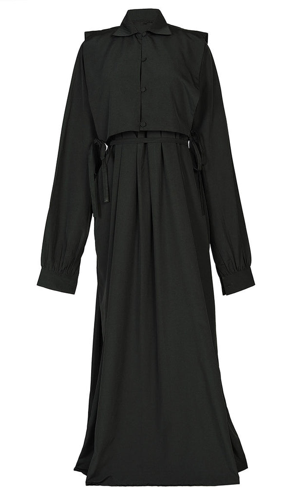 Women's Black Kashibo Abaya With Short Jacket - EastEssence.com