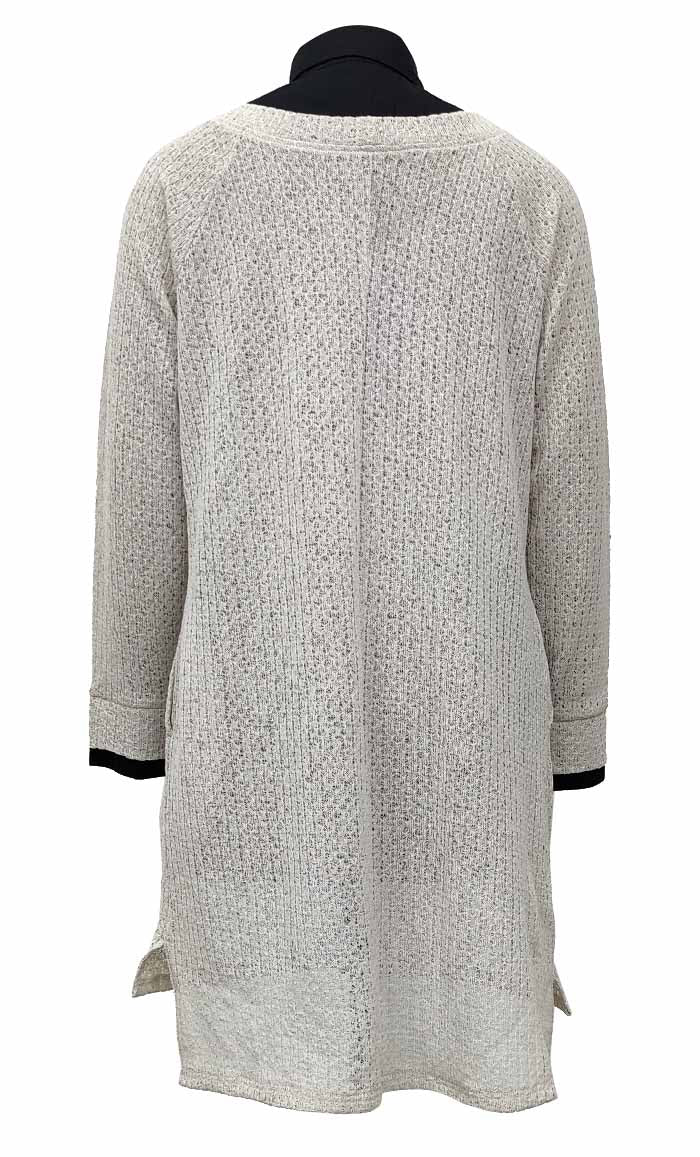 Women's Black Shirt Collar Detailing Cream Tunic - EastEssence.com