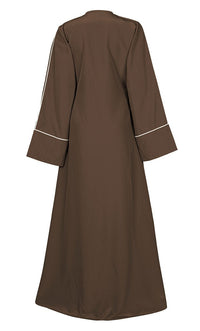 White Piping Detailing Kashibo Abaya With Pockets
