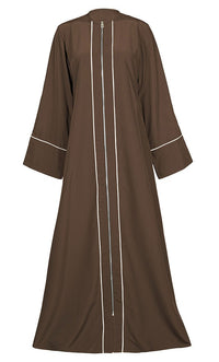 White Piping Detailing Kashibo Abaya With Pockets