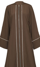 White Piping Detailing Kashibo Abaya With Pockets
