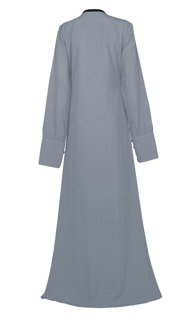 Women's Comfortable Basic Grey Crepe Abaya With Pockets