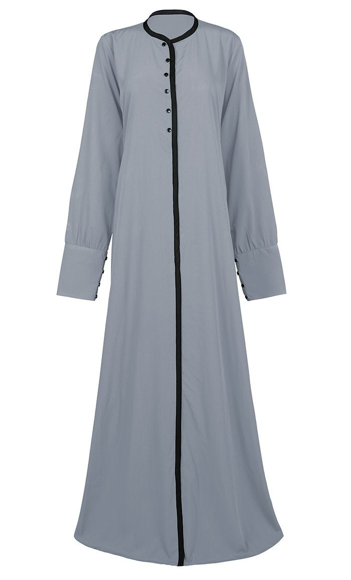 Women's Comfortable Basic Grey Crepe Abaya With Pockets