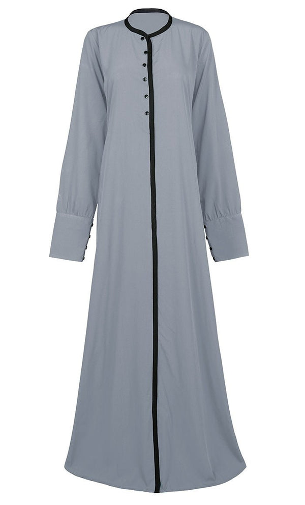 Women's Comfortable Basic Grey Crepe Abaya With Pockets