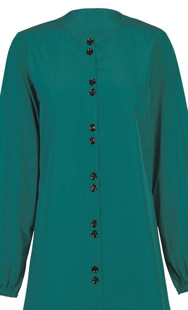 Women's Comfortable Kashibo Basic Button Down Abaya With Pockets - EastEssence.com