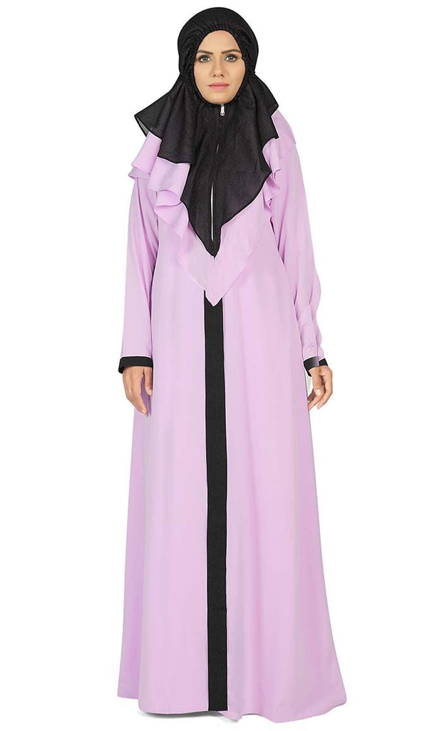 Women's Contrasted Black And Pink Prayer Dress - EastEssence.com