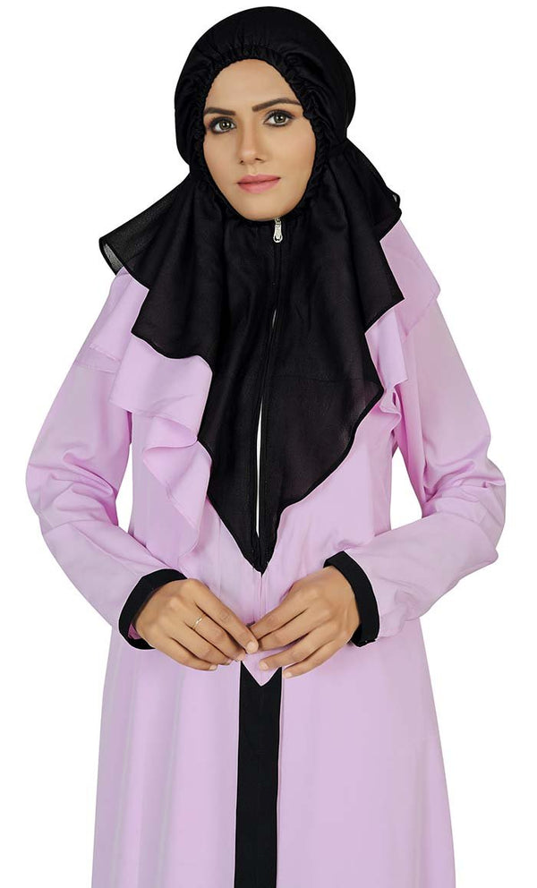 Women's Contrasted Black And Pink Prayer Dress - EastEssence.com