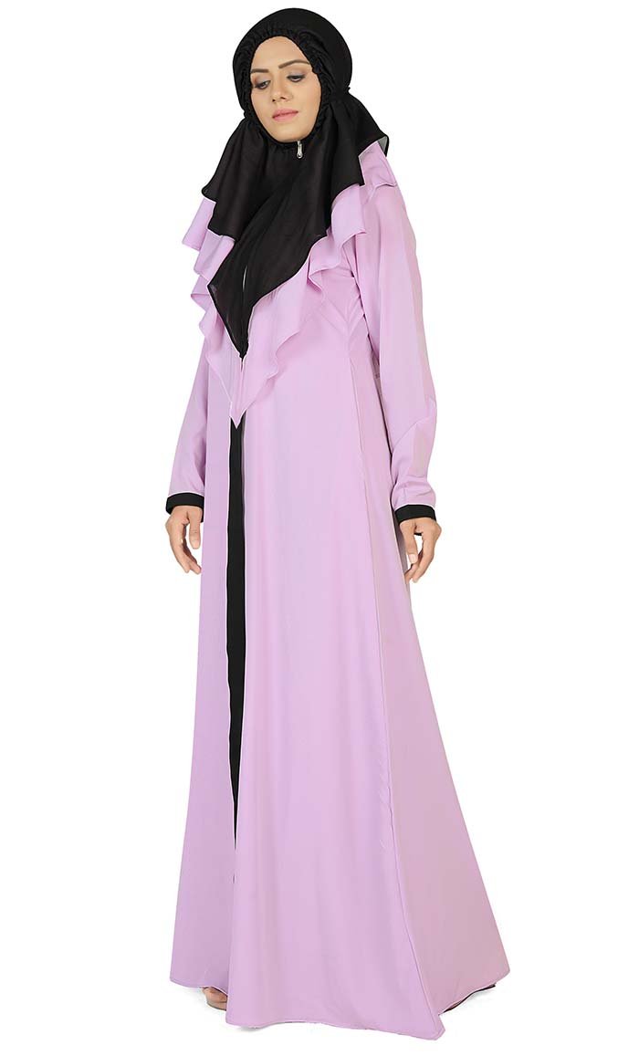 Women's Contrasted Black And Pink Prayer Dress - EastEssence.com