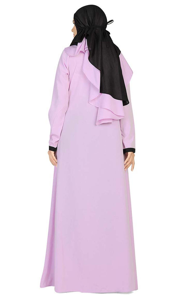 Women's Contrasted Black And Pink Prayer Dress - EastEssence.com