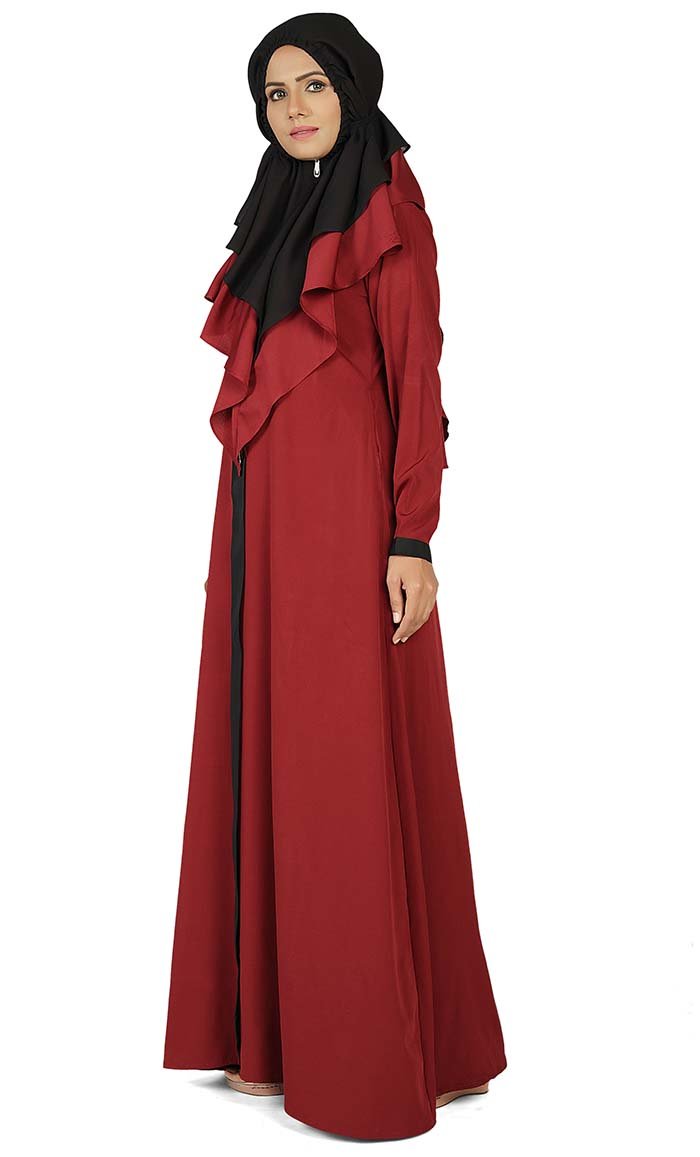 Women's Contrasted Black And Red Prayer Dress - EastEssence.com
