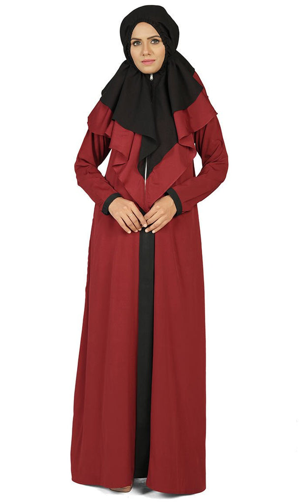Women's Contrasted Black And Red Prayer Dress - EastEssence.com