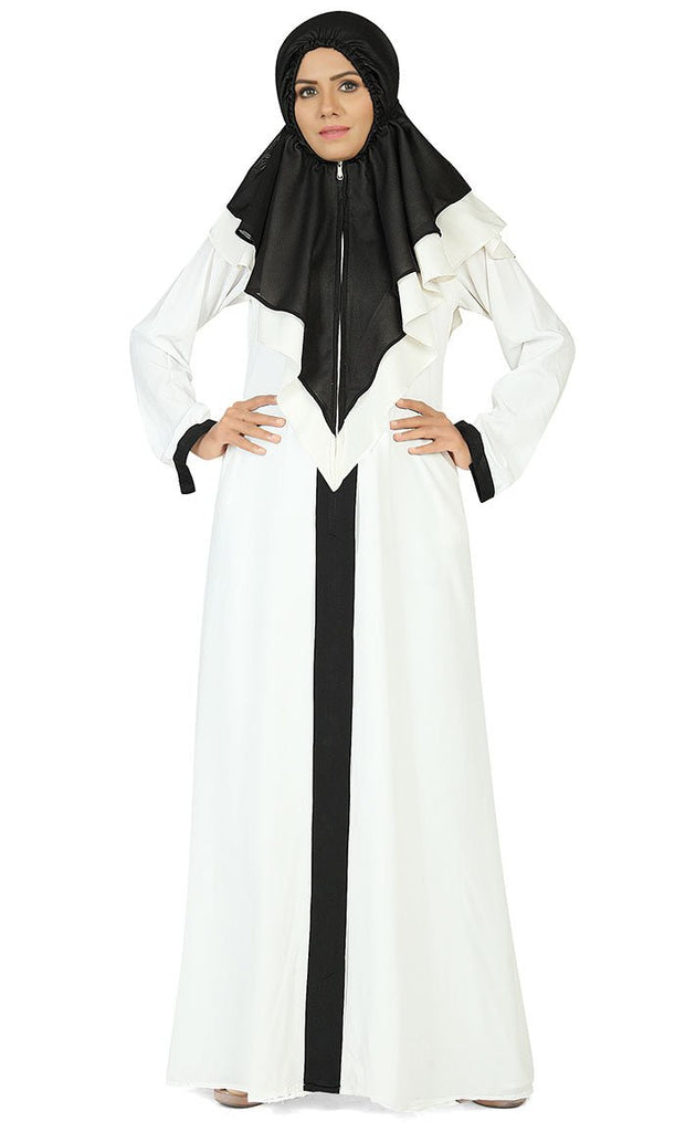Women's Contrasted Black And White Prayer Dress - EastEssence.com