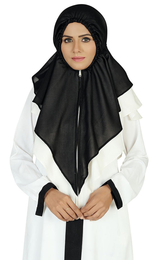 Women's Contrasted Black And White Prayer Dress - EastEssence.com